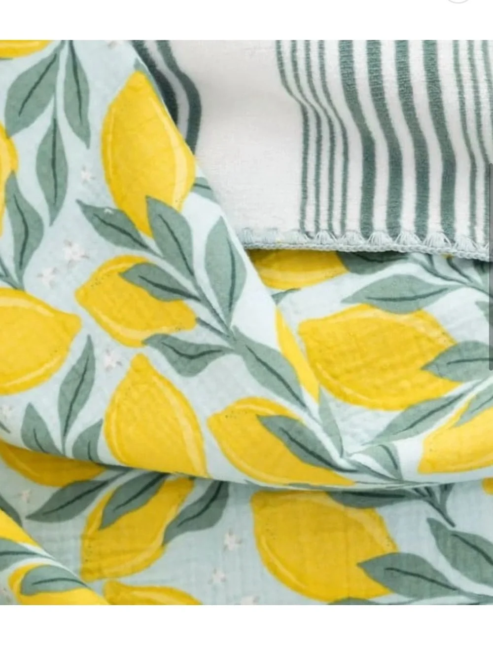 Berkshire Home Artist Collection Cotton Gauze Throw | Lemon Print | NWT